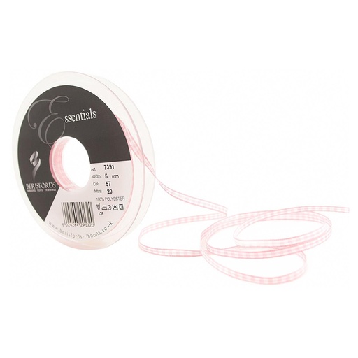 [B739105#57] Ruban Berisfords 5mm, Vichy - Lichtroze