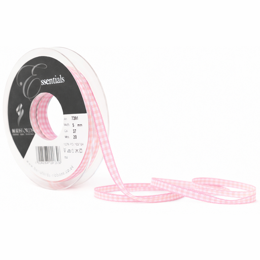 [B739105#57] Ruban Berisfords 5mm, Vichy - Lichtroze