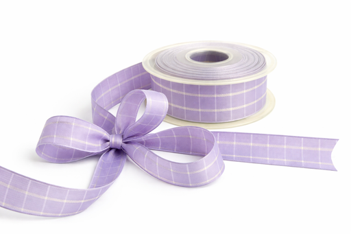[B961525#6] Berisfords Lint 25mm 20M, Gingham, violet