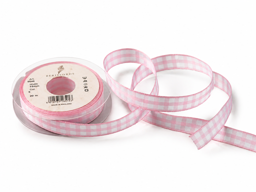 [B954615#06] Berisfords Lint 15mm 20M, Geruit, Roze