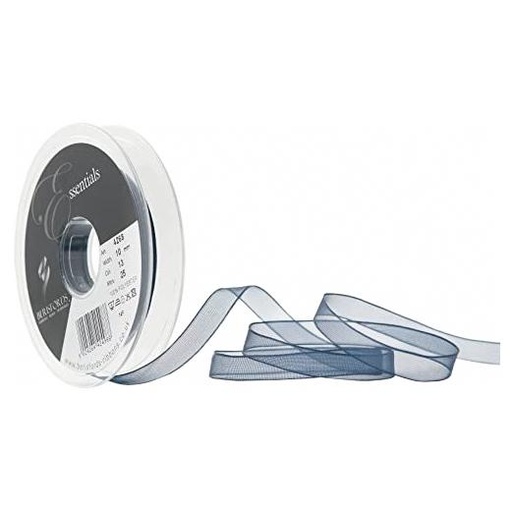 [426810#013] Ruban Berisfords Organza super sheer, larg 10mm rouleau 25m, bleu marine