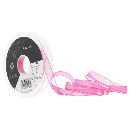 [426810#072] Berisfords Super Sheer organzalint, 10 mm - 25 m, Roze