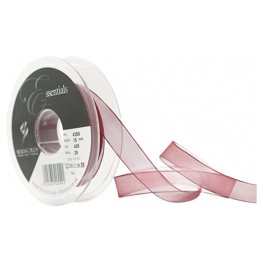 [426815#405] Berisfords Super Sheer Organzalint, 15 mm - 25 m, Bordeaux