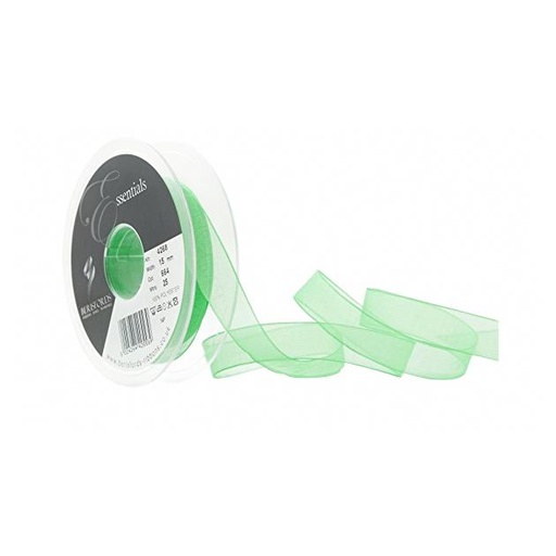 [426815#664] Lint Berisfords Organza Super Sheer, br 15 mm rol 25 m, grasgroen