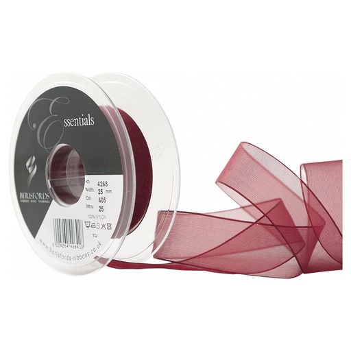 [426825#405] Berisfords Super Sheer Organzalint, 25 mm - 25 m, Bordeaux