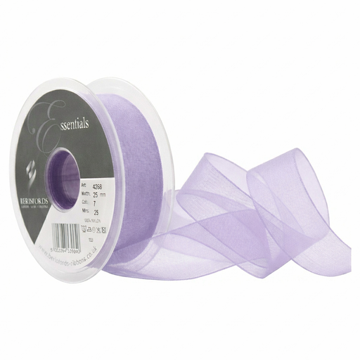 [426825#910] Ruban Berisfords Organza Super Sheer, larg 25mm, rouleau 25m, orchidee