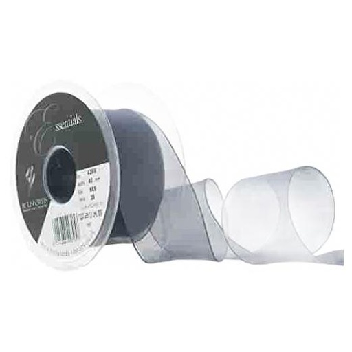 [426840#669] Ruban Berisfords Organza super sheer 40mm, rouleau 25m, gris foncé