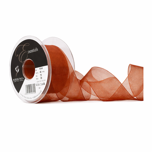 [426840#055] Ruban Berisfords Organza super sheer, larg 40mm rouleau 25m, rouille orange