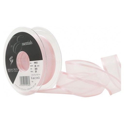 [BB990225-400] Ruban Berisfords Organza sheer elegance 25mm, rouleau 25m, rose