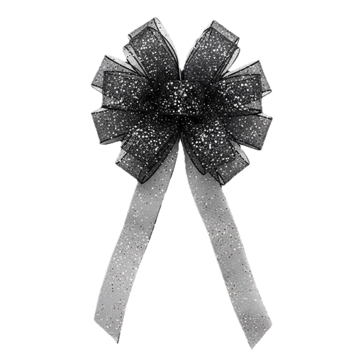 [4280240-10] Berisfords Lint Random Glitter, Wired, 40mm breed, rol 20m, zwart