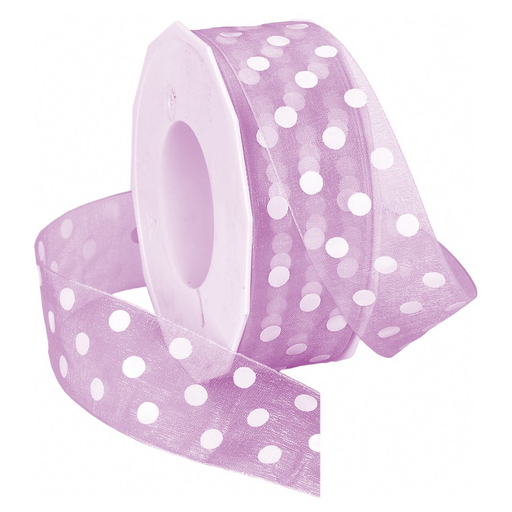 [B4343523#02] Berisfords Lint 23mm, Sheer Dots, Roze