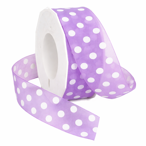 [B4343523#19] Ruban Berisfords organza Sheer Dots, 23mm, rouleau 25m, lila