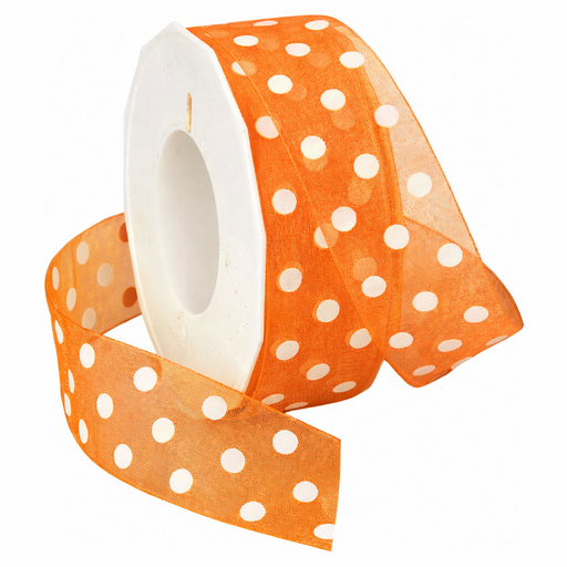 [B4343523#42] Ruban Berisfords organza Sheer Dots, 23mm, rouleau 25m, orange