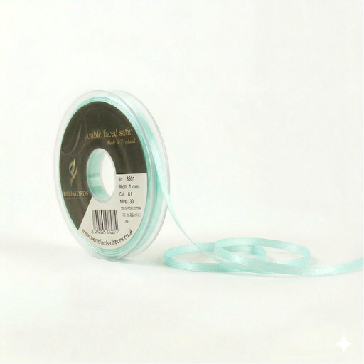 [350103#078] Berisfords Double faced satijnlint, 3mm breed, rol 30m, lichtturkoois