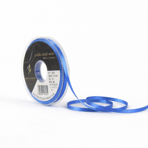 [350103#243] Ruban Berisfords satin double face, 3mm, rouleau 30m, bleu roi