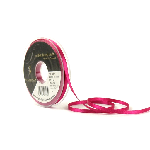 [350103#402] Berisfords Double faced satijnlint, 3mm breed, rol 30m, fuchsia
