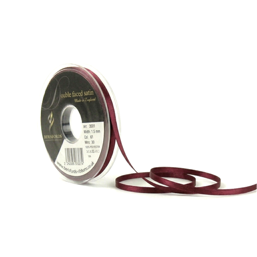 [350103#405] Ruban Berisfords satin double face, 3mm, rouleau 30m, bordeaux