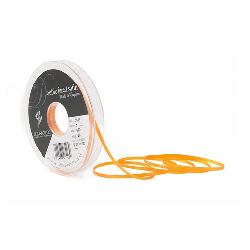 [350103#672] Ruban Berisfords satin double face, 3mm, rouleau 30m, jaune foncé