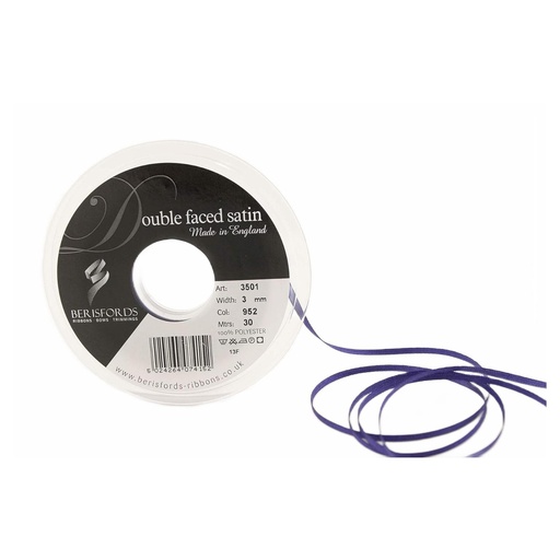 [350103#952] Ruban Berisfords satin double face, 3mm, rouleau 30m, violet