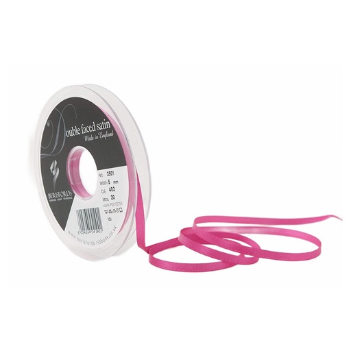 [350105#402] Berisfords Double faced satijnlint, 5mm breed, rol 20m, fuchsia