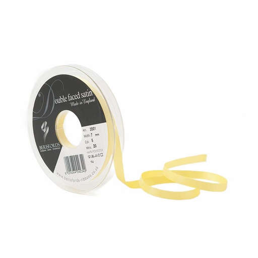 [350107#005] Ruban Berisfords satin double face, 7mm, rouleau 20m, jaune citron