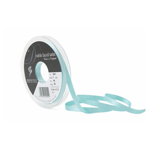 [350107#048] Berisfords Double faced satijnlint, 7mm breed, rol 20m, turquoise
