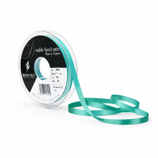 [350107#068] Ruban Berisfords satin double face, 7mm, rouleau 20m, jade