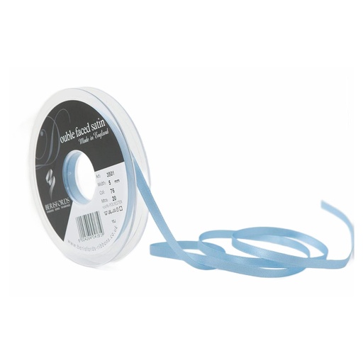 [370107-011] Berisfords Double faced satijnlint, 7mm breed, rol 20m, lichtblauw