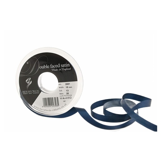 [350110#013] Ruban Berisfords satin double face, larg.10mm, rouleau 20m, marine