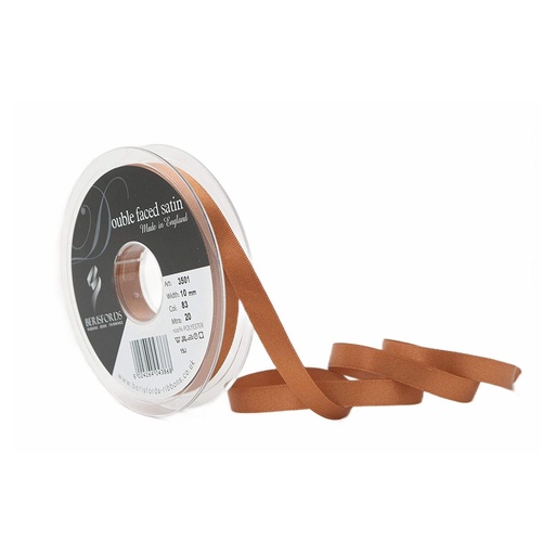 [350110#083] Ruban Berisfords satin double face, larg.10mm, rouleau 20m, brun clair