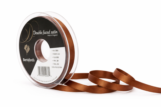 [350110#083] Ruban Berisfords satin double face, larg.10mm, rouleau 20m, brun clair