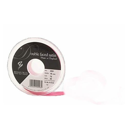 [350115#072] Berisfords Double faced satijnlint, 15mm breed, rol 20m, felroze