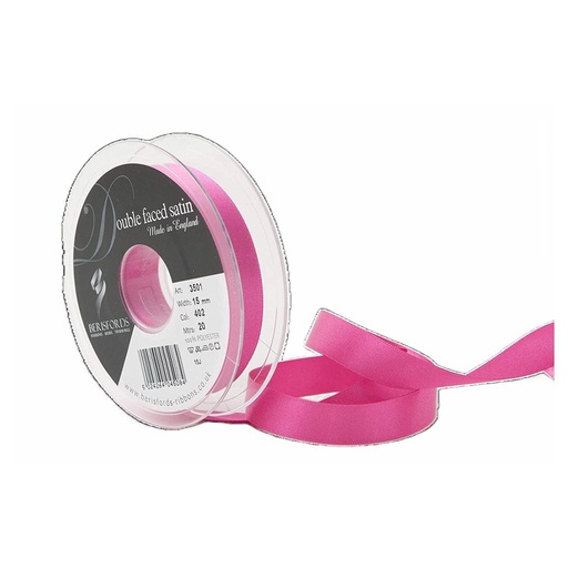[350115#402] Berisfords Double faced satijnlint, 15mm breed, rol 20m, fuchsia