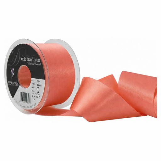 [350150#671] Ruban Berisfords satin Double faced , largeur 50mm, rouleau 20m, corail