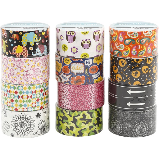 [CR24681] Ruban adhésif, À motifs, L : 48 mm, ass. de couleurs, 12x5 m/ 1 Pq.