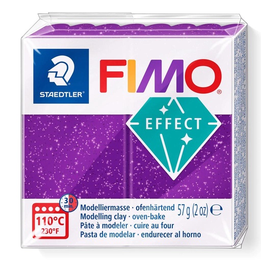 [S8010E#602] Fimo effect glitter/galaxy boetseerklei, 57gr - violet