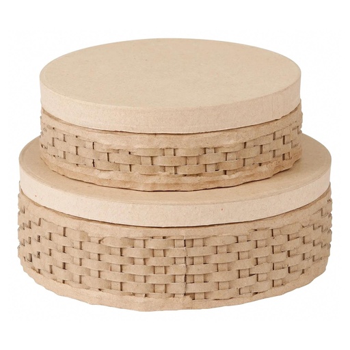[DE-BTS#082] Décopatch Doosjes - set van 2 ronde gevlochten dozen