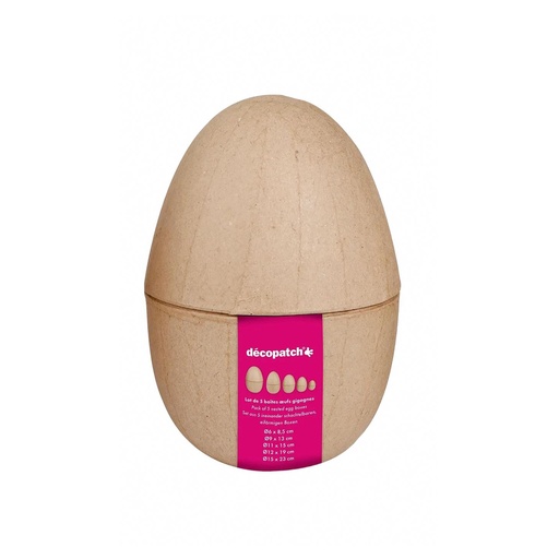 [DE-BTS#084] Décopatch Doosjes - set van 5 eivormige dozen