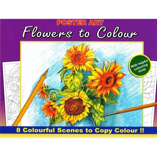 [WF1020#07] Album à colorier 30X23cm,8 tirages colorés, Flowers