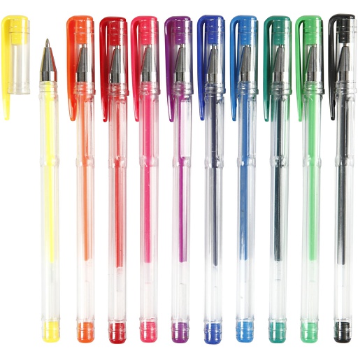 [CR25103] Gelpen, lijndikte 0,8 mm - 10 stuks - Kleurassortiment
