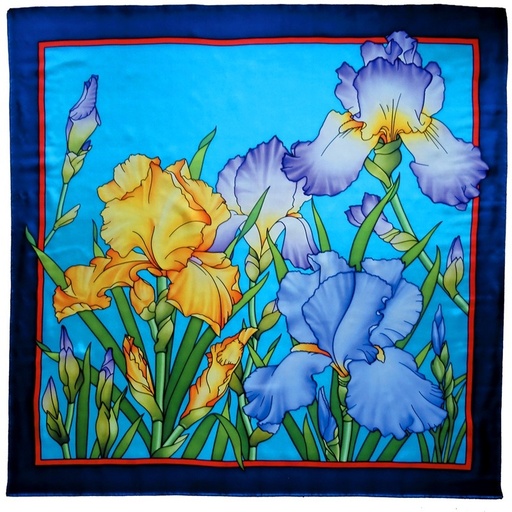 [GS90#PW122] CARRÉ 100% SOIE SERTI NOIR 90 X 90 CM LATIFOLIA