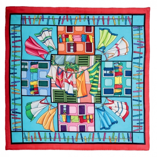 [GS90#PW134] CARRÉ 100% SOIE SERTI NOIR 90 X 90 CM FENETRE SUD