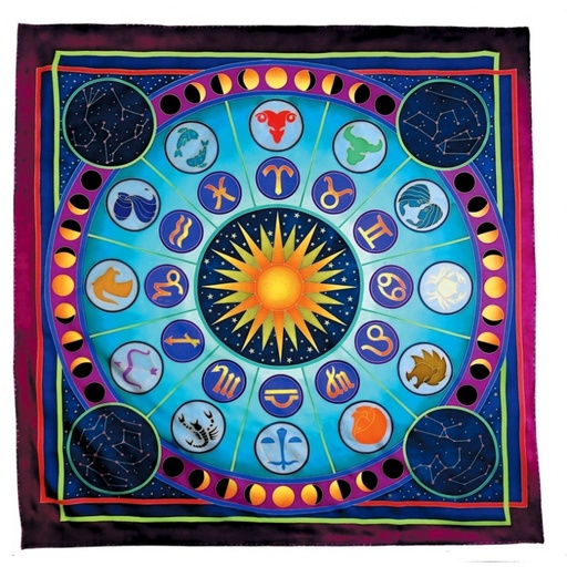 [GS90#PW137] CARRÉ 100% SOIE SERTI OR 90 X 90 CM ZODIAC