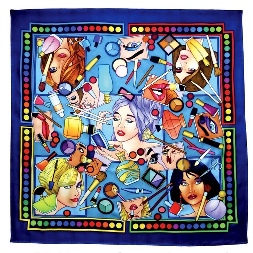 [GS90#PW143] CARRÉ 100% SOIE SERTI NOIR 90 X 90 CM MAKE-UP 