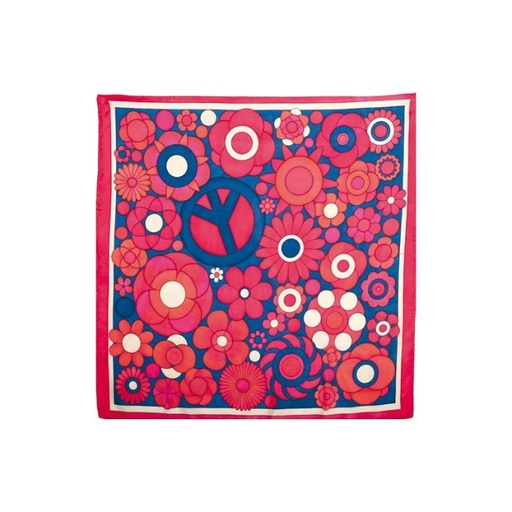 [GS90#VP003] CARRÉ 100% SOIE SERTI NOIR 90 X 90 CM PEACE