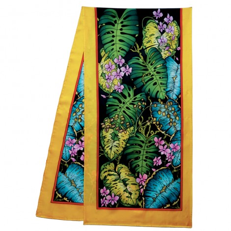 [GS180#PW132] ECHARPE LONGUE 100% SOIE SERTI NOIR 180 X 43 CM KATLEYA