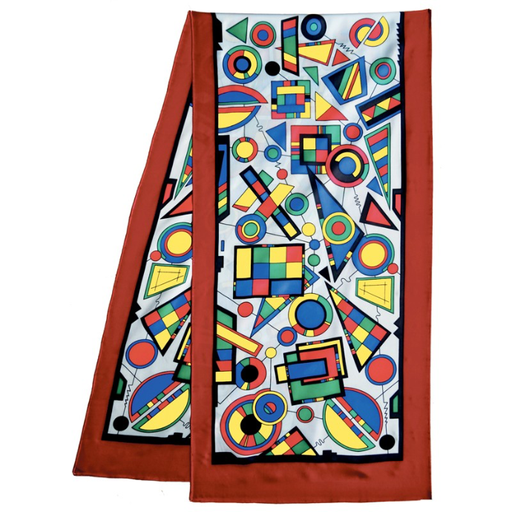 [GS180#PW133] ECHARPE LONGUE 100% SOIE SERTI NOIR 180 X 43 CM GEOMETRIC