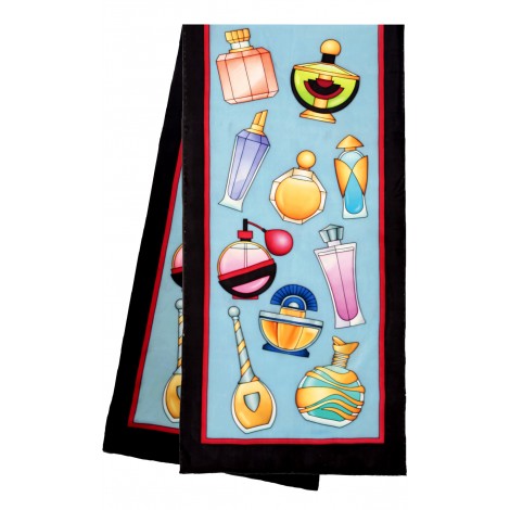 [GS180#PW138] ECHARPE LONGUE 100% SOIE SERTI NOIR 180 X 43 CM PARFUM