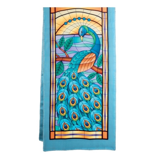 [GS180#PW141] ECHARPE LONGUE 100% SOIE SERTI NOIR 180 X 43 CM PEACOCK