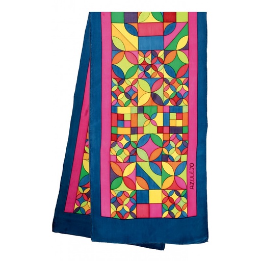 [GS180#VP004] ECHARPE LONGUE 100% SOIE SERTI NOIR 180 X 43 CM AZULEO